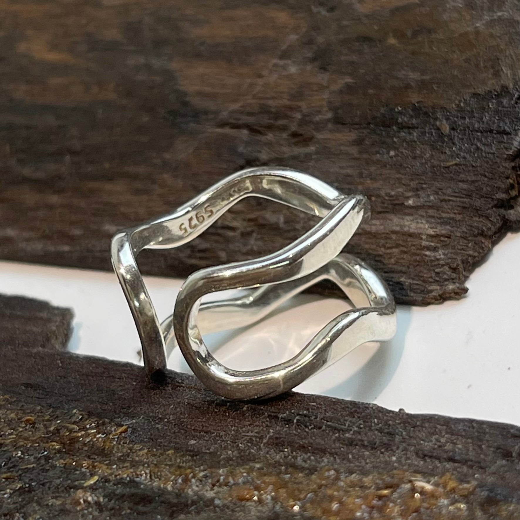 Double Zig Zag Line Silver Ring