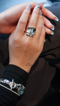 Open Giant Twist Flat Silver Ring — detail view