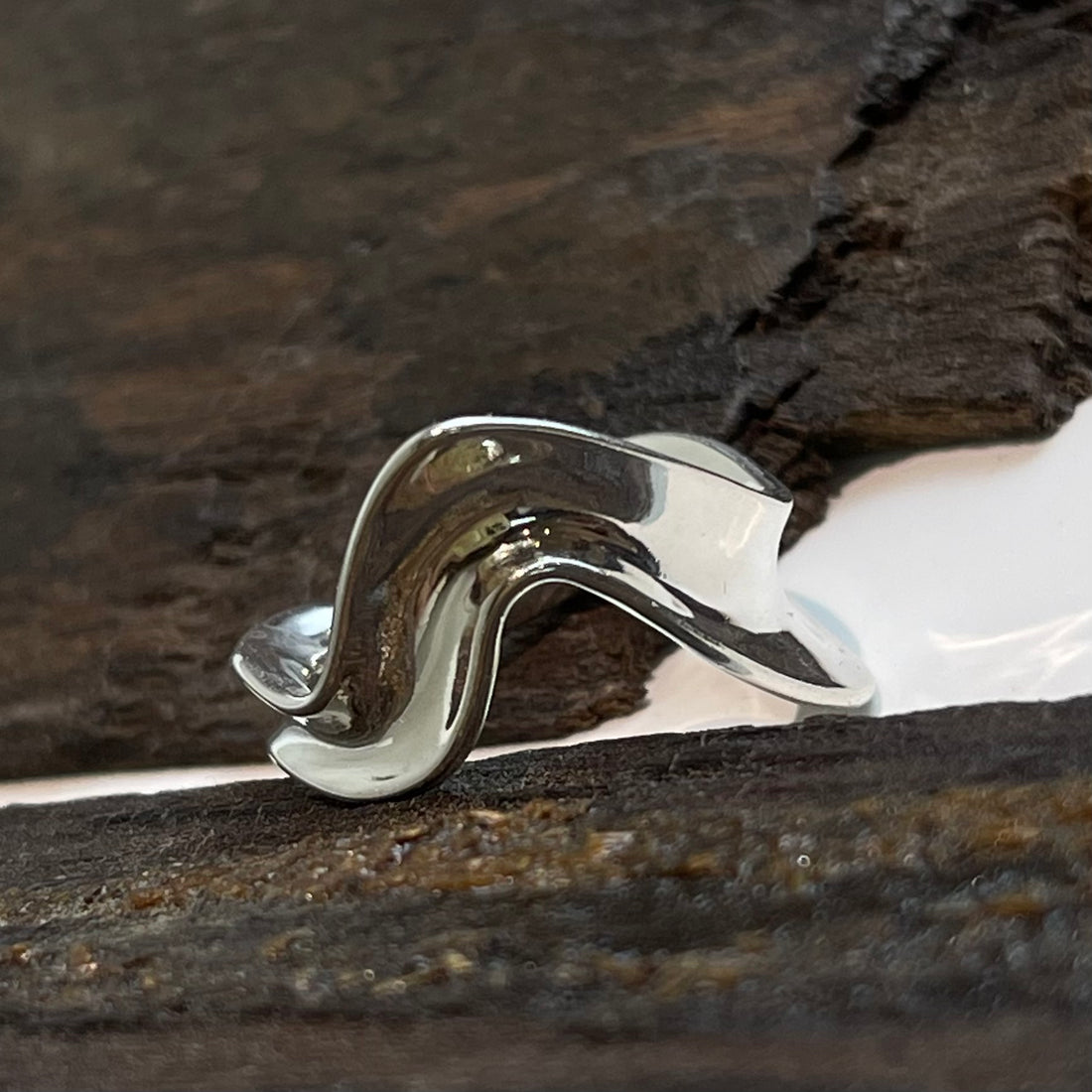 Flowing V Shape Silver Ring