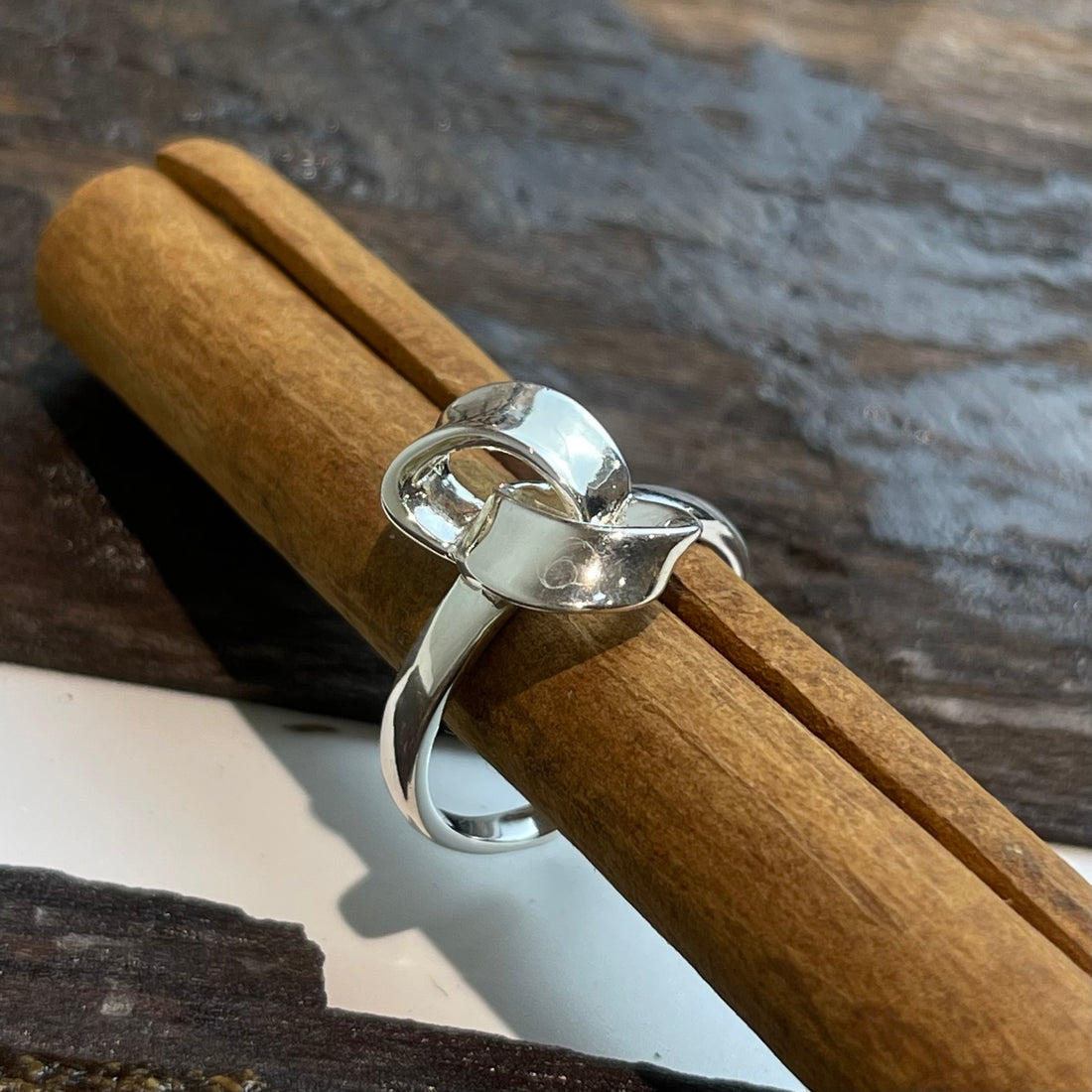 Open Bow Twist Silver Ring