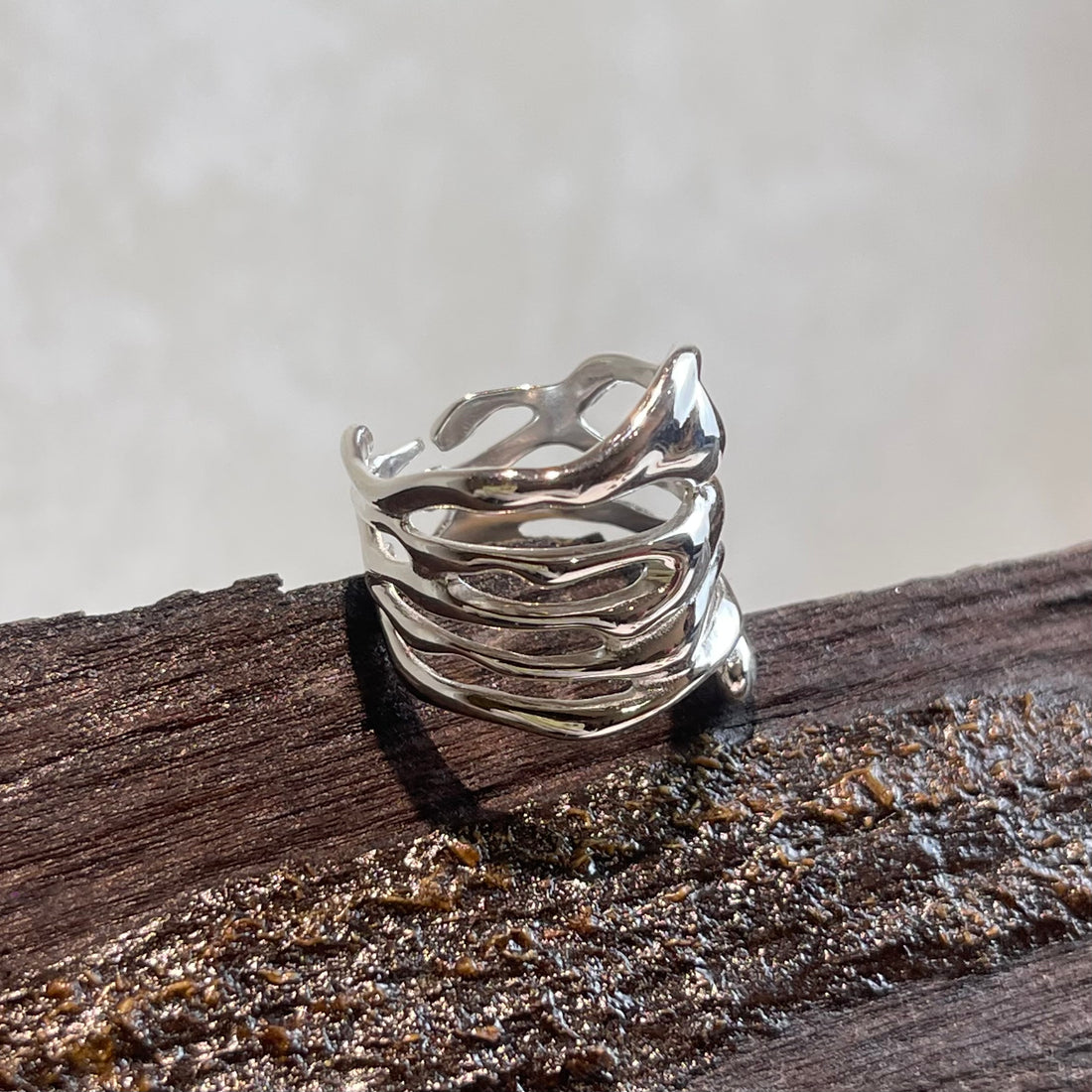 Flowing Liquid Silver Ring