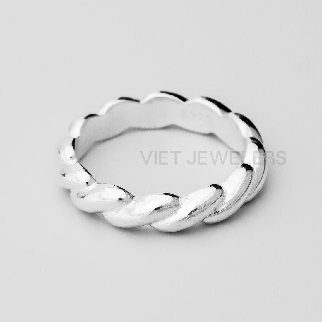 Bubble Single Braid Silver Ring
