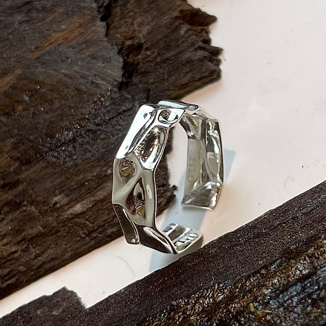 Open Texture Silver Ring