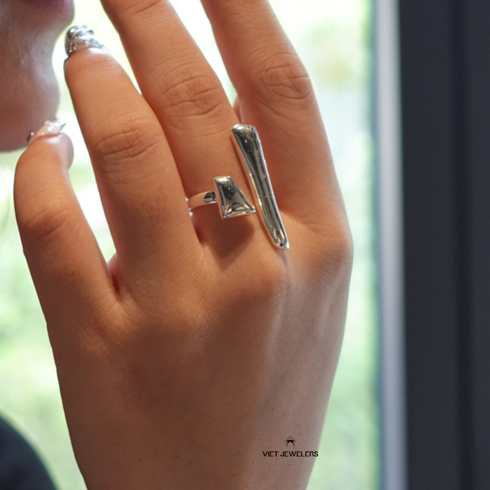 Open Dash N Dot Silver Ring