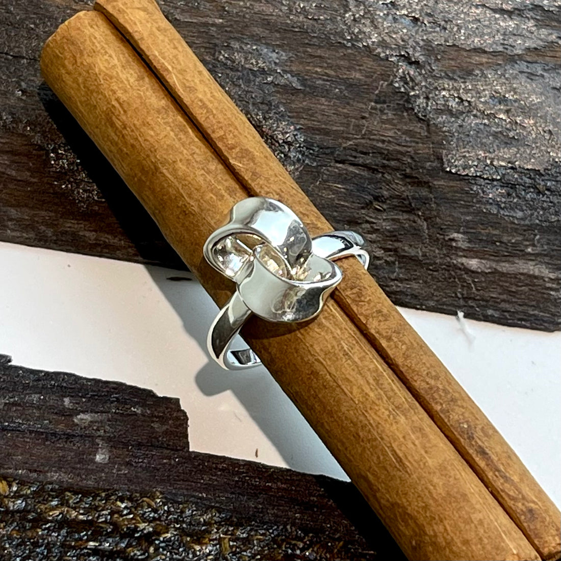 Open Bow Twist Silver Ring