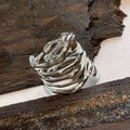 Flowing Liquid Silver Ring — detail view