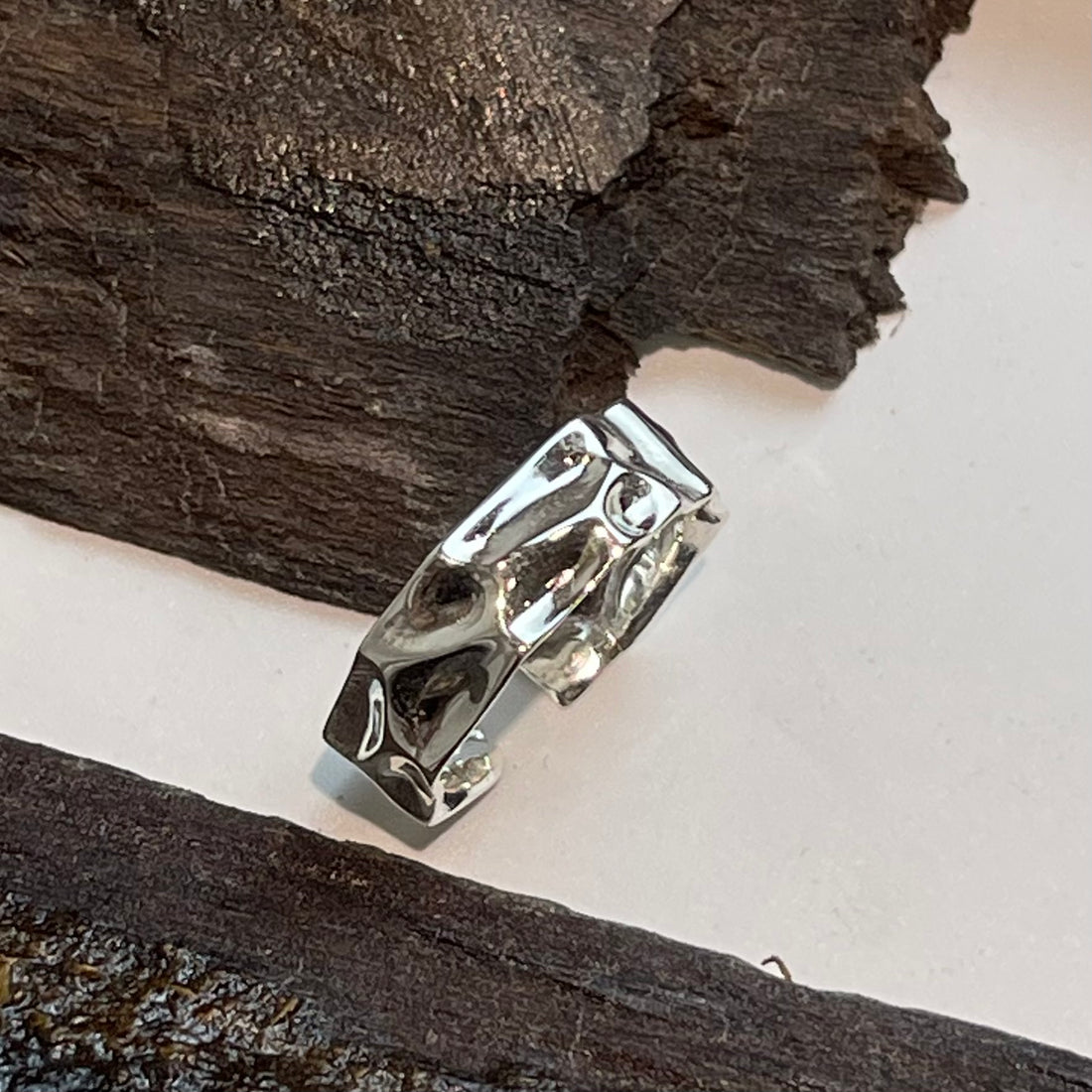 Open Texture Silver Ring