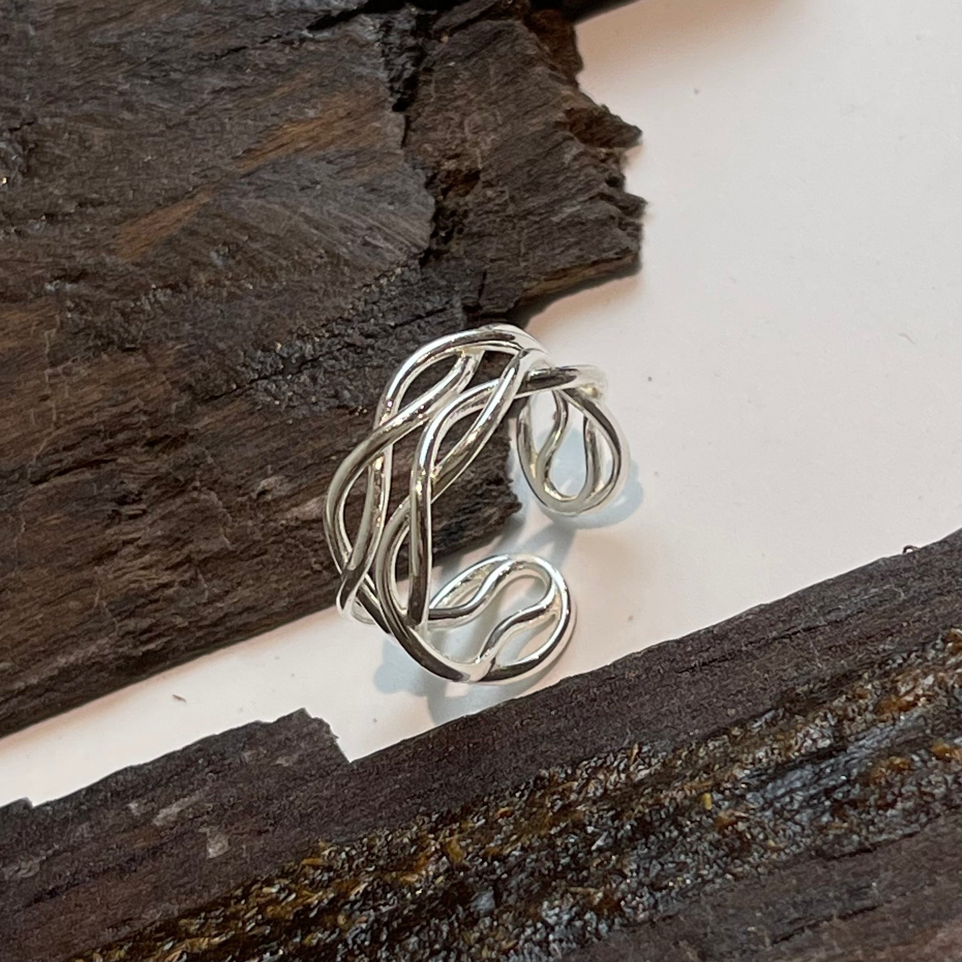 Open Double Braid Silver Ring