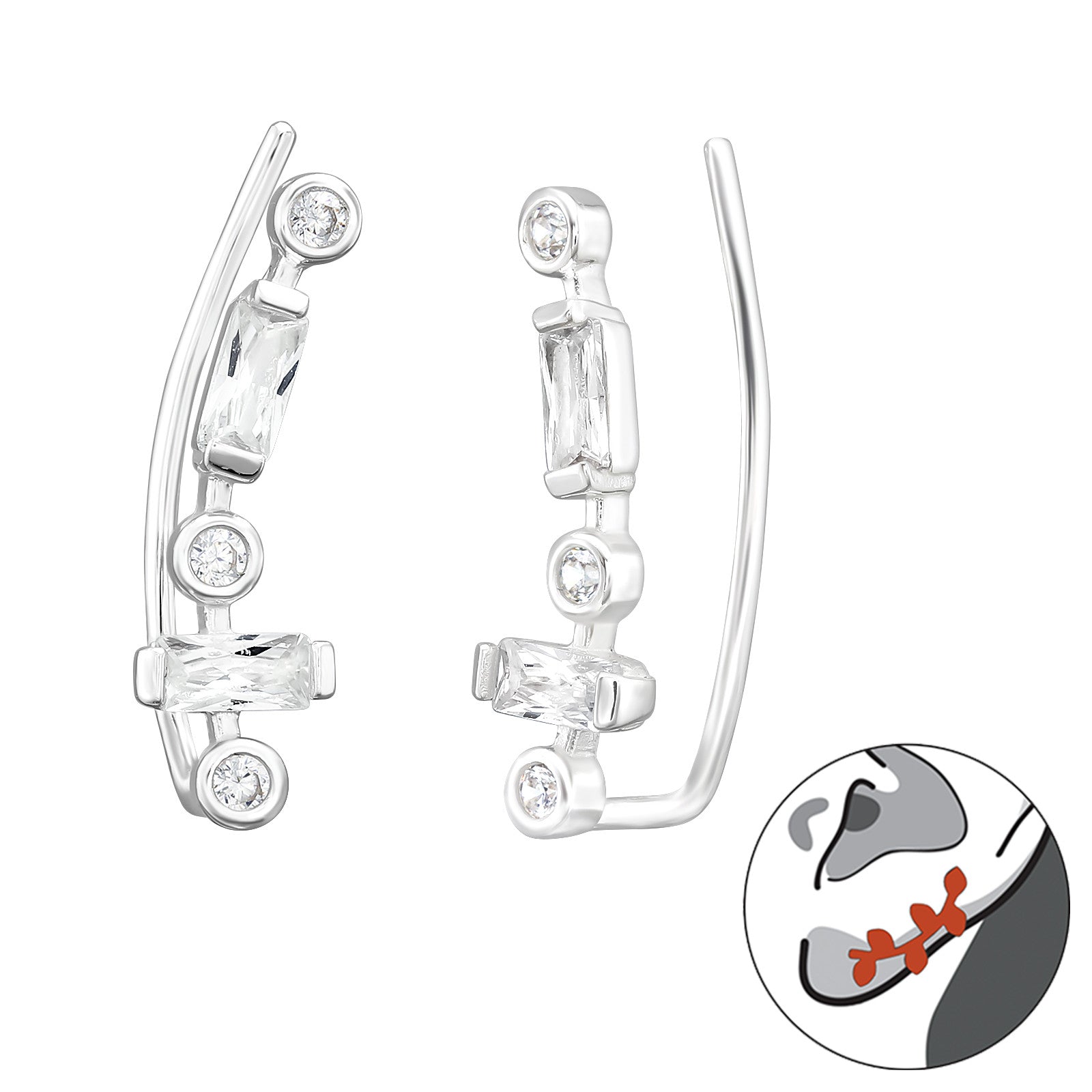 Multi Rectangle Gem Ear Cuff
