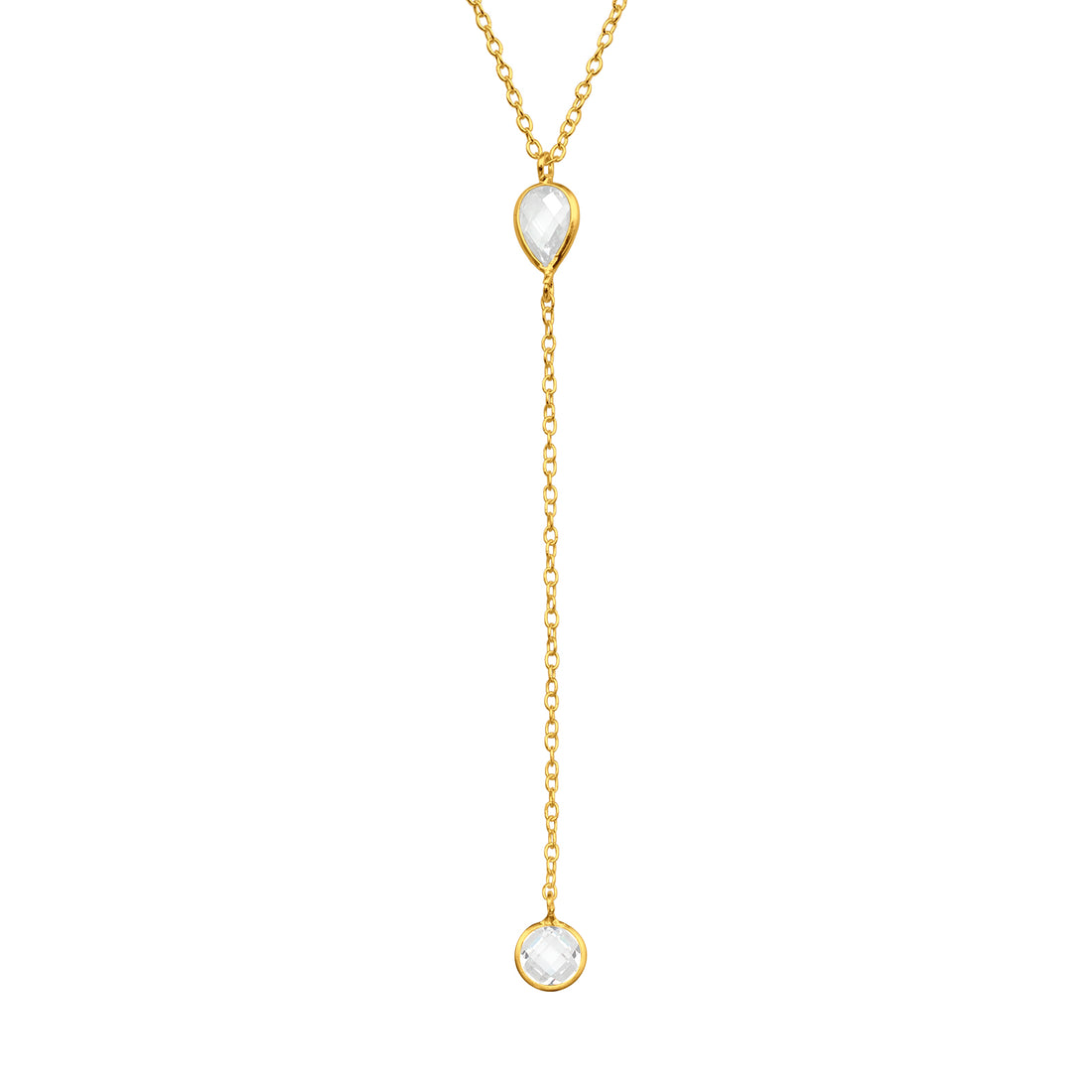 Drop Water Gem Silver Necklace — Gold Plated