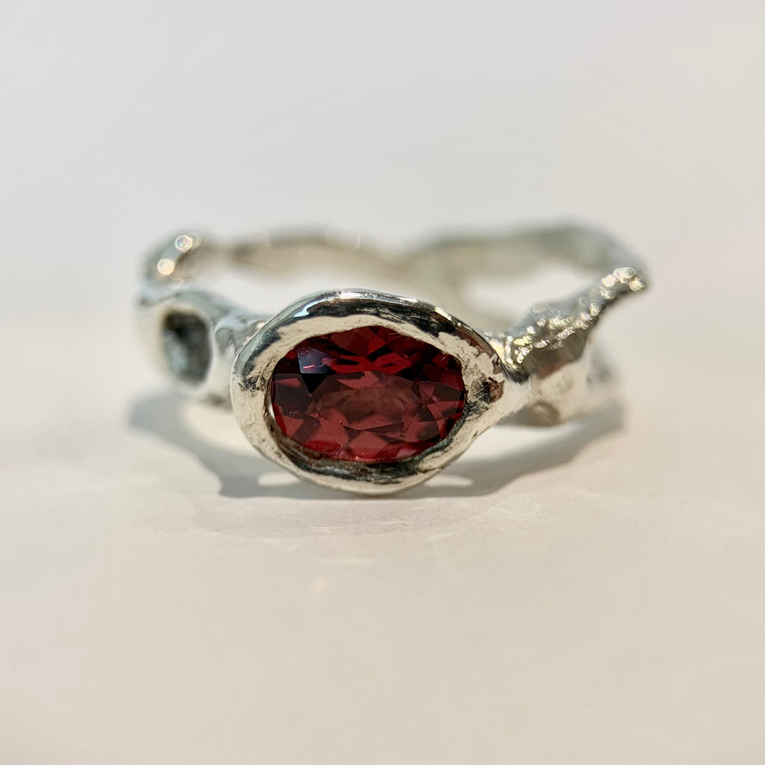 Crimson Fusion Silver Ring