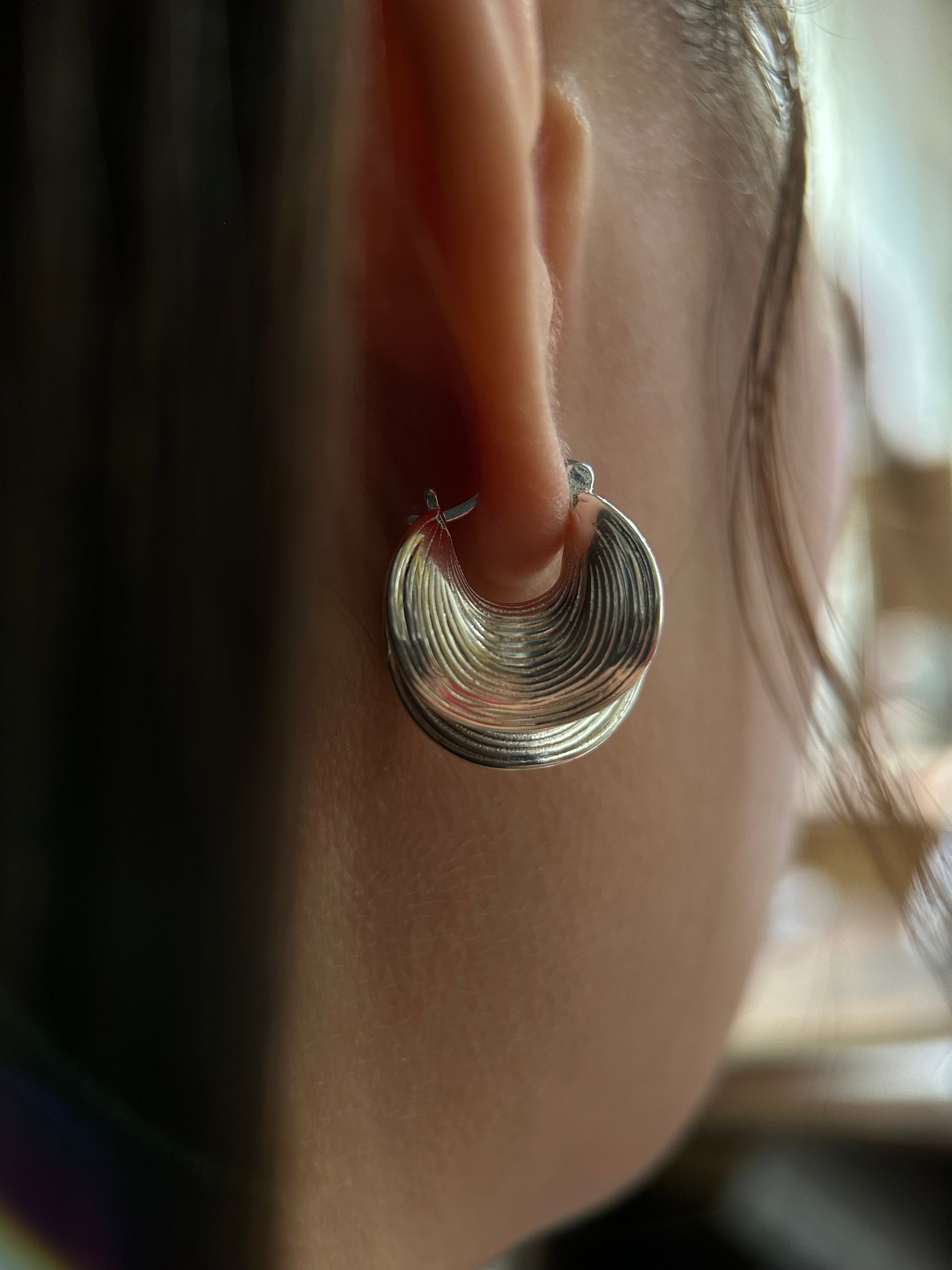 Double Layer Multi Line Earrings — detail view