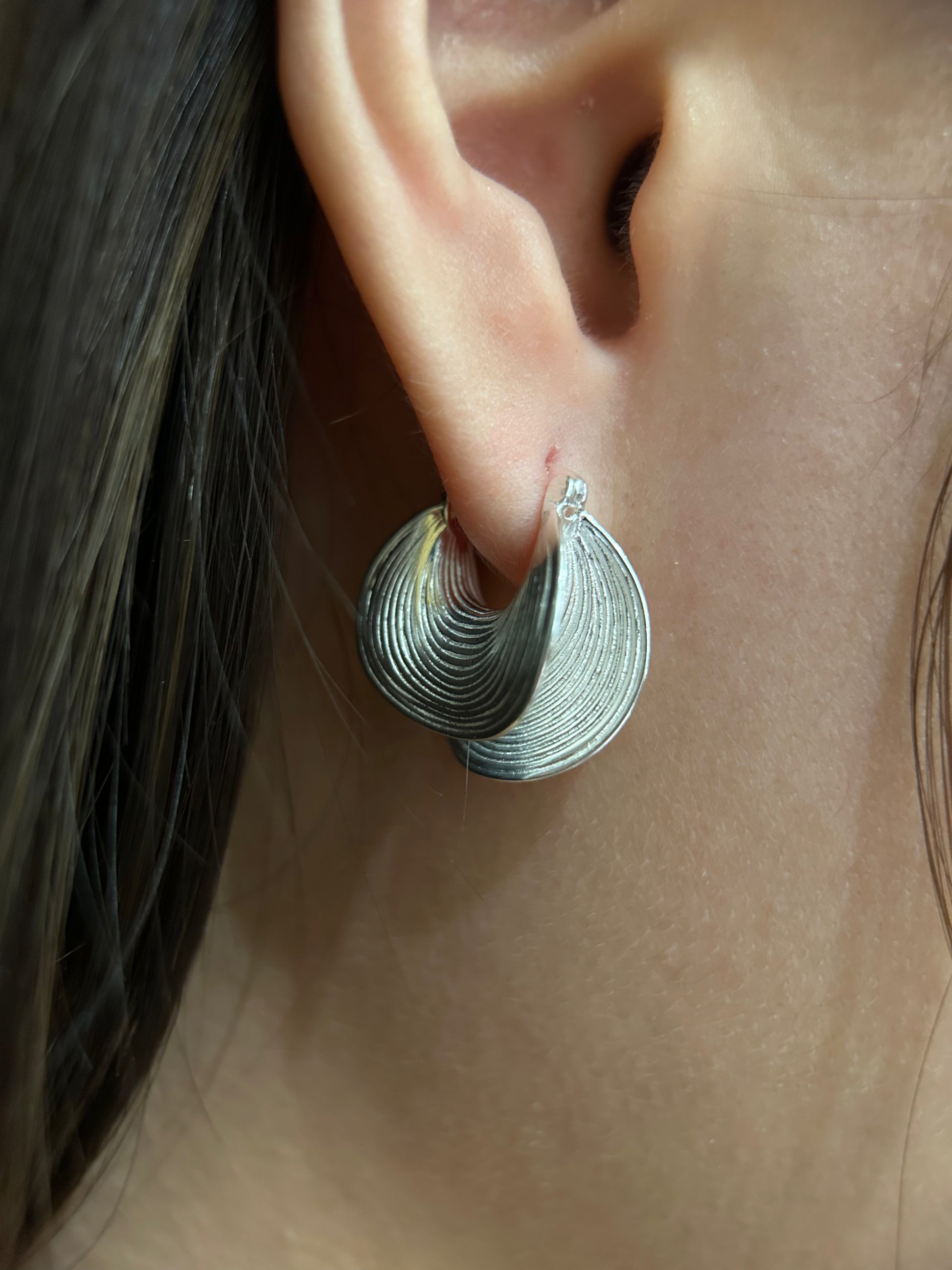 Double Layer Multi Line Earrings — detail view