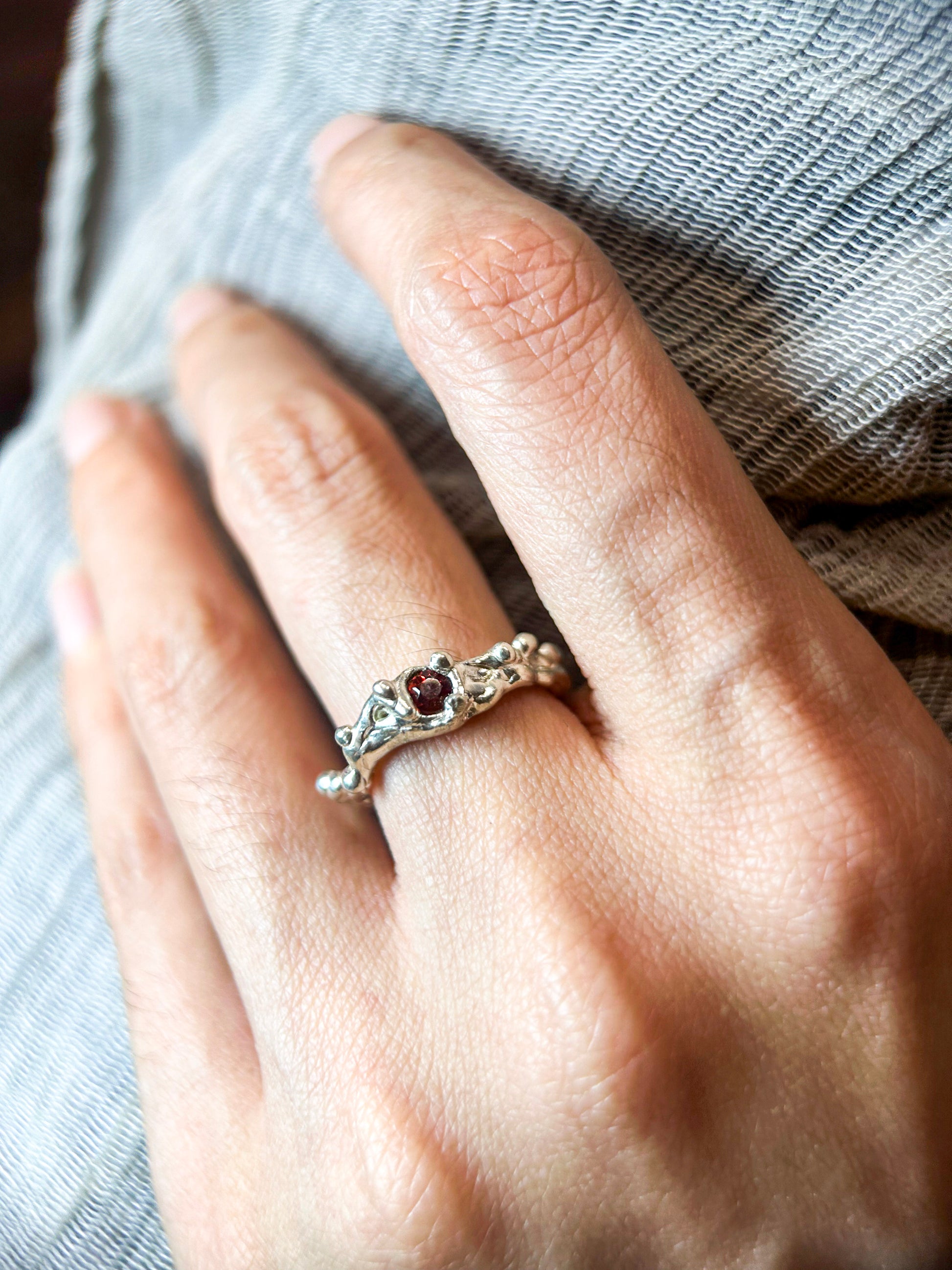 Garnet Silver Ring