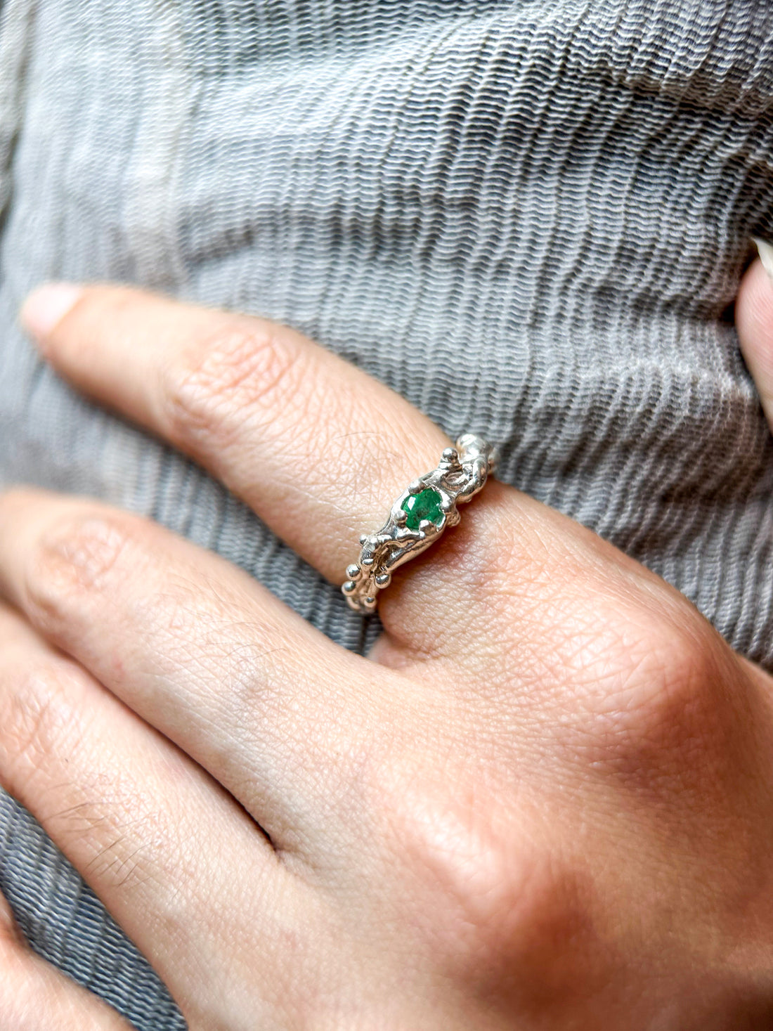 Emerald Silver Ring