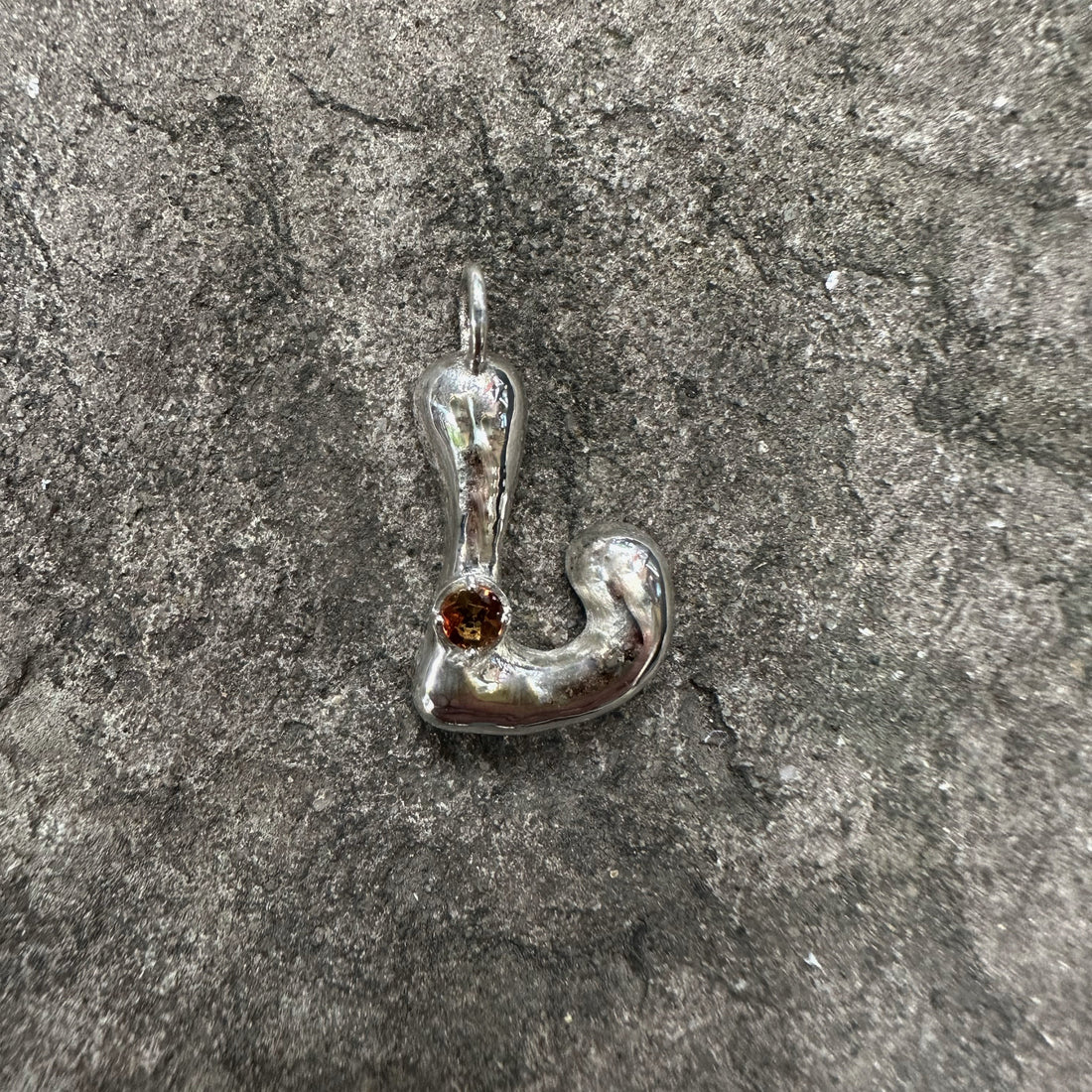 Letter L Gem Silver Pendant