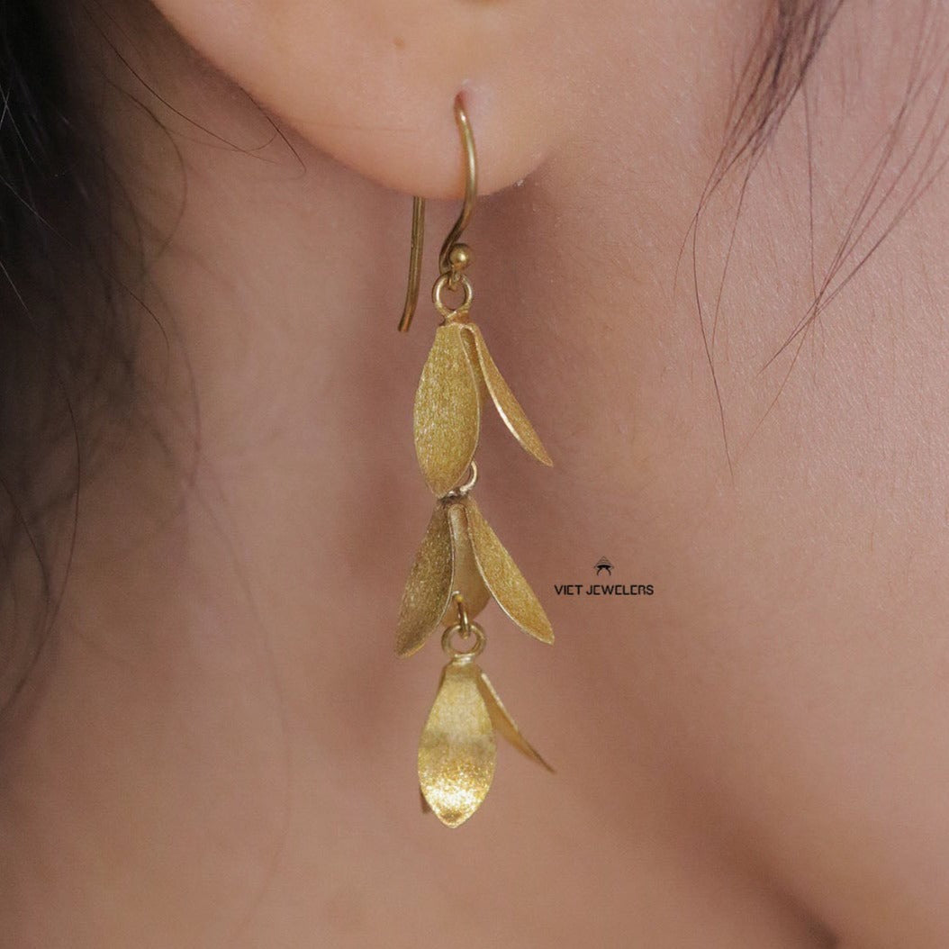 Bluebell Flower Drop Ear Hook — Gold Plated