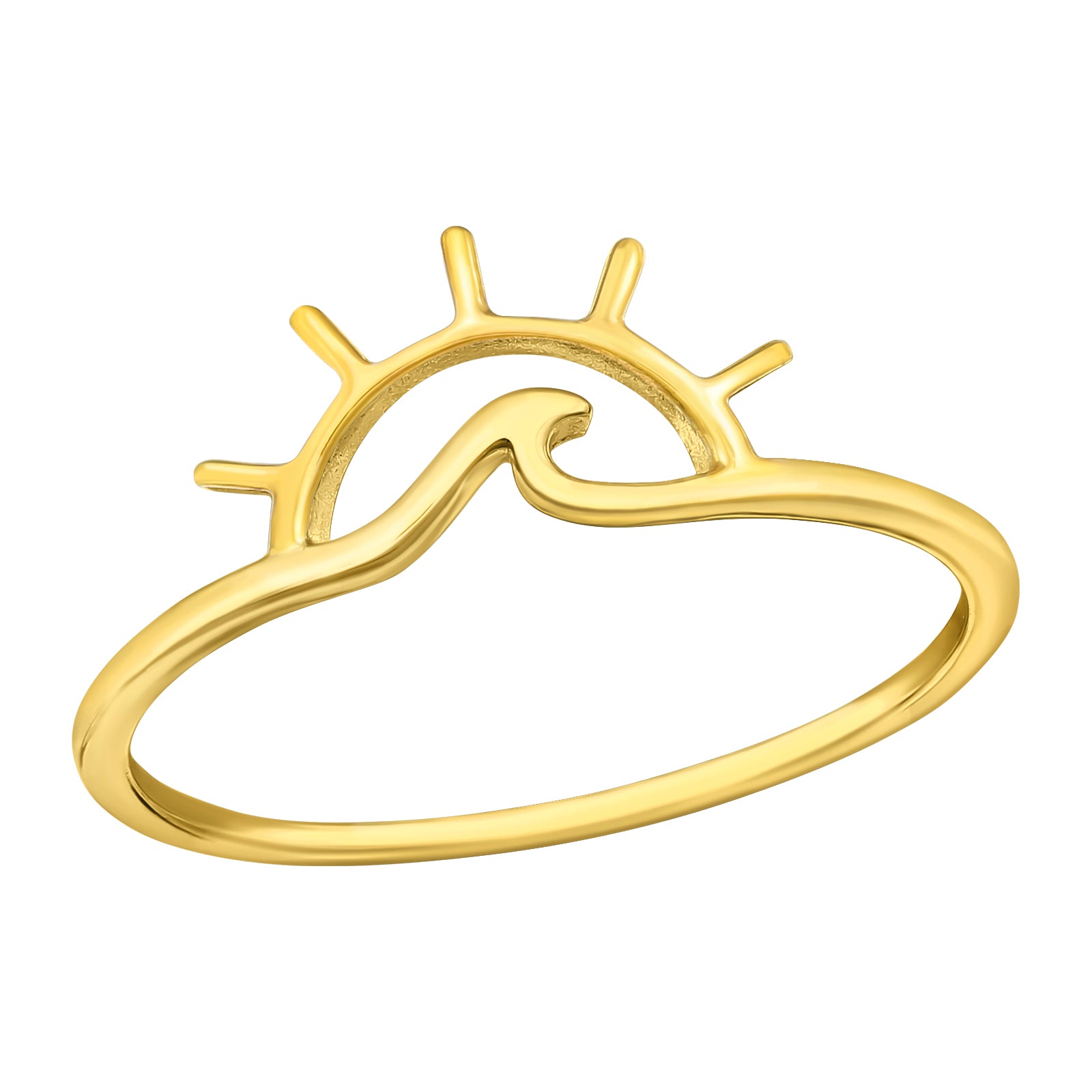 Sun Wave Silver Ring — Gold Plated