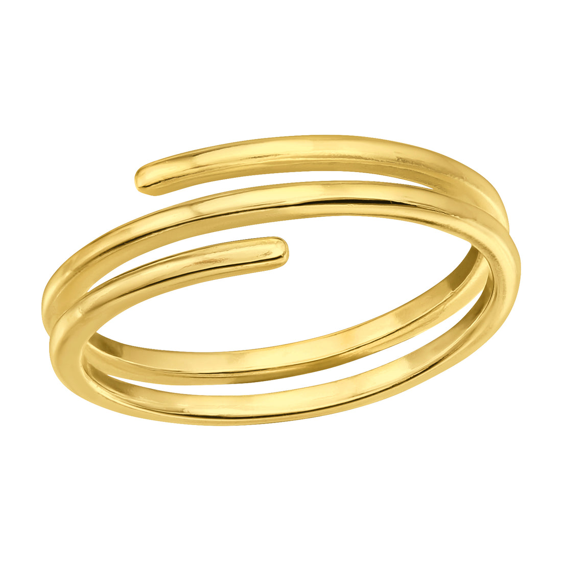 Triple Line Twist Silver Ring — Gold Plated