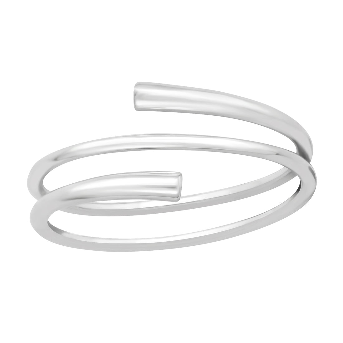 Triple Open Line Gem Silver Ring