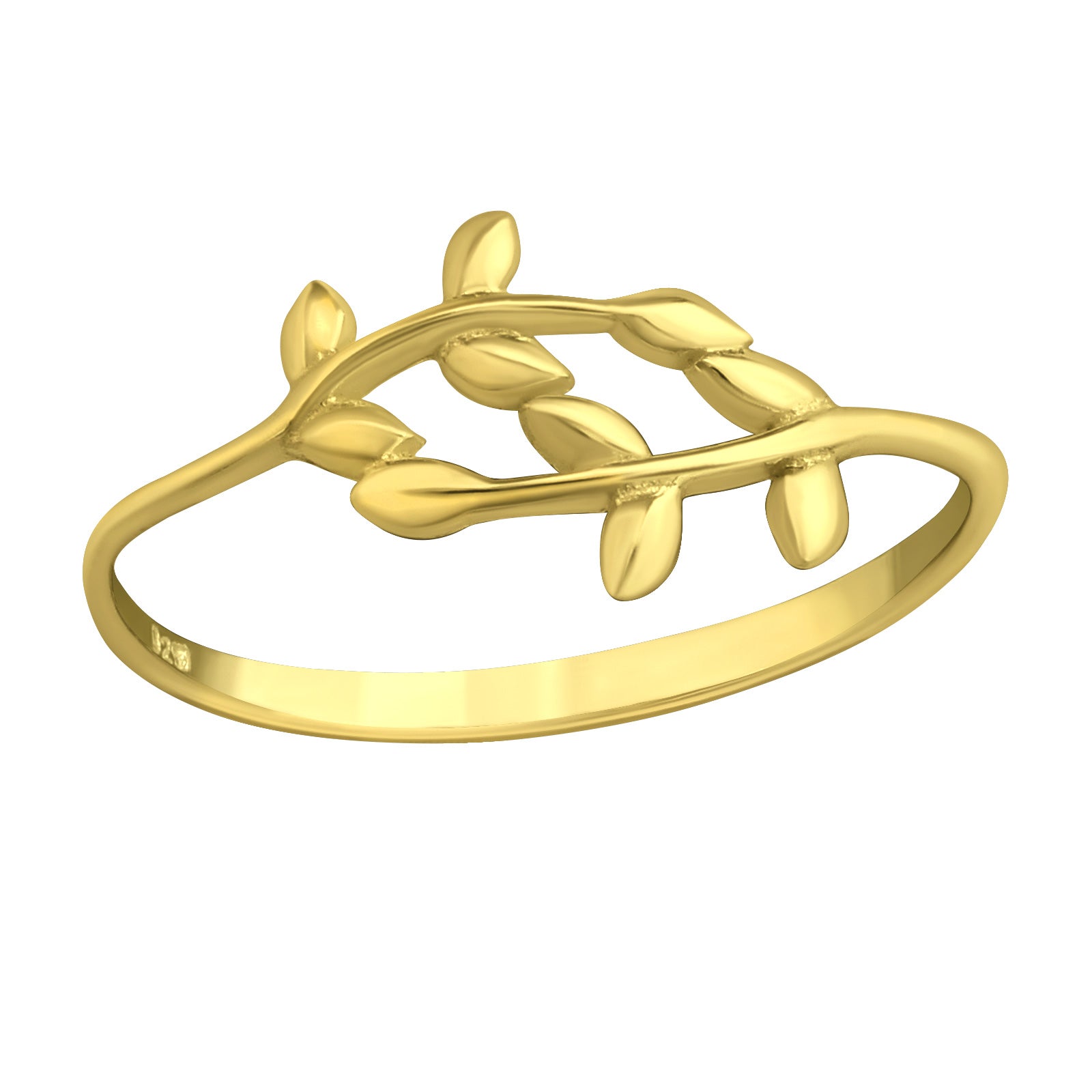 Leaf Silver Ring — Gold Plated