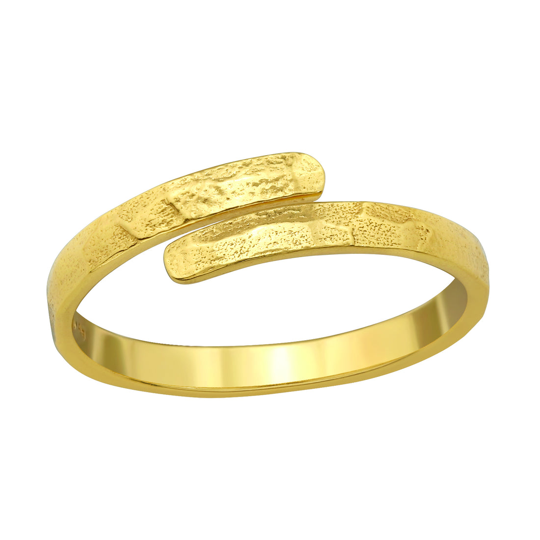 Open Hammer Texture Pattern Gold Plate Silver Ring — Gold Plated