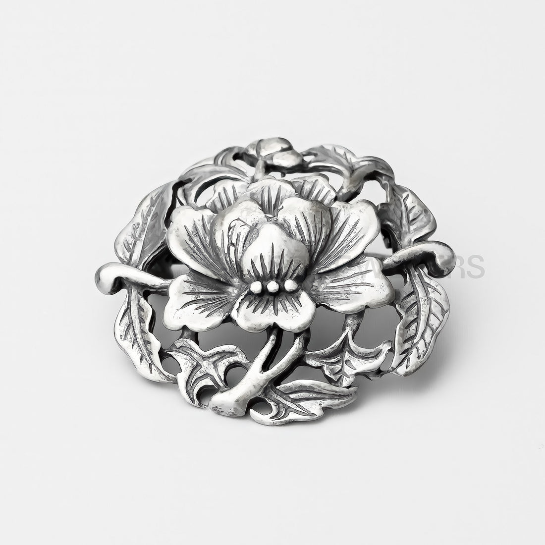 Flower Leaf Brooch — Oxidized