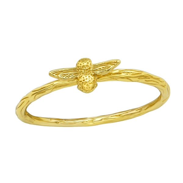 Bee Gold Plate Silver Ring — Gold Plated