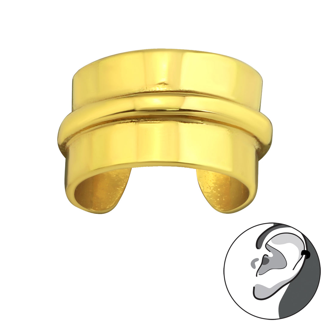 Flat Cuff Middle Line Ear Cuff — Gold Plated