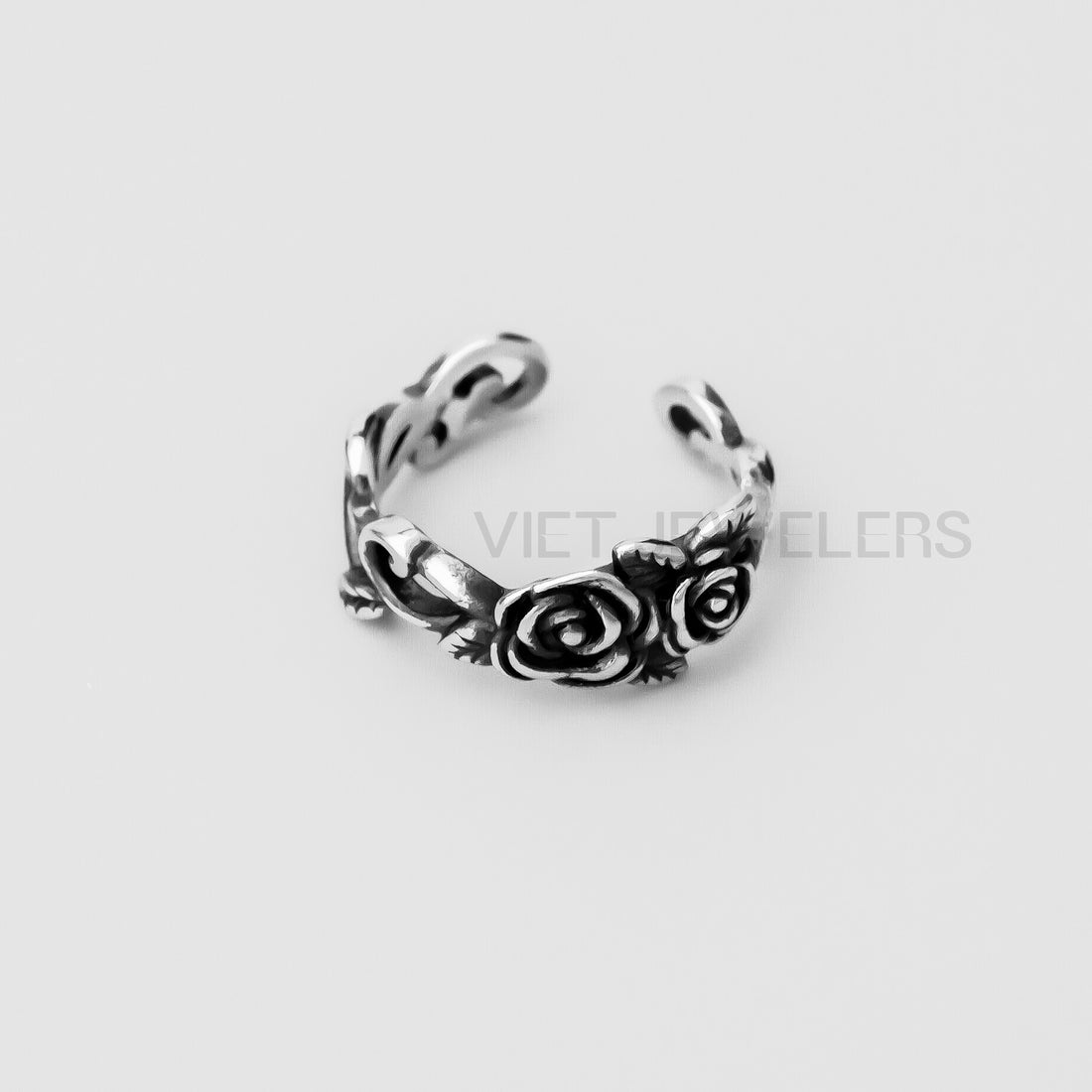 Flower Ear Cuff — Oxidized