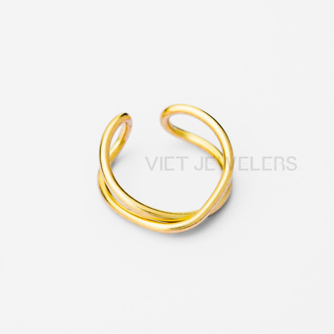 Single Cross Line Ear Cuff — Gold Plated