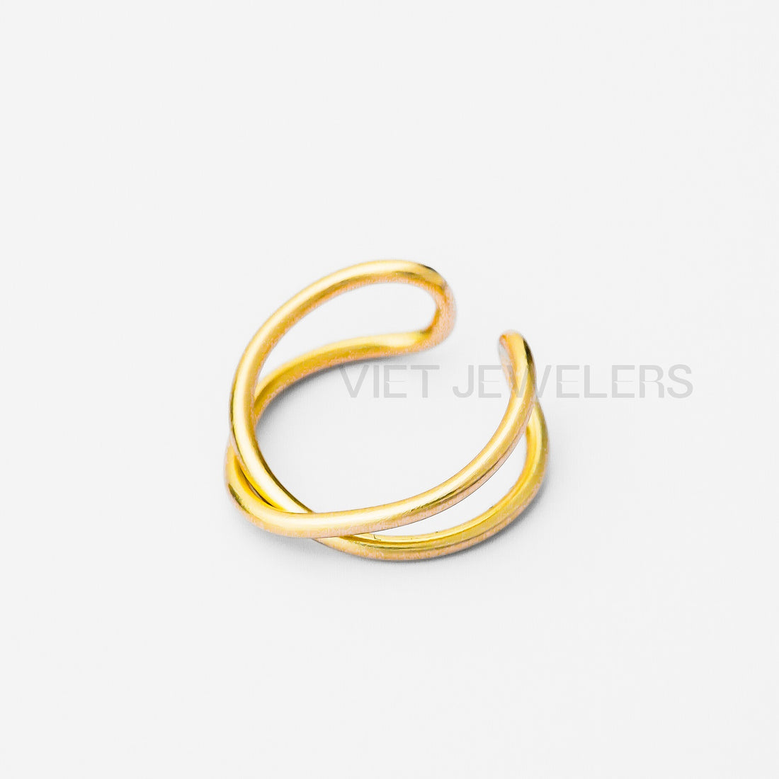 Single Cross Line Ear Cuff — Gold Plated