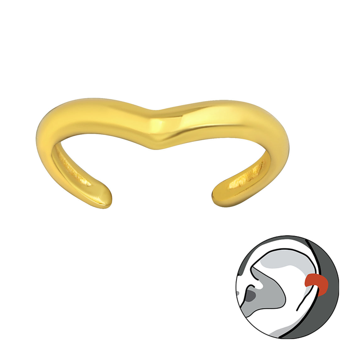V Line Ear Cuff — Gold Plated