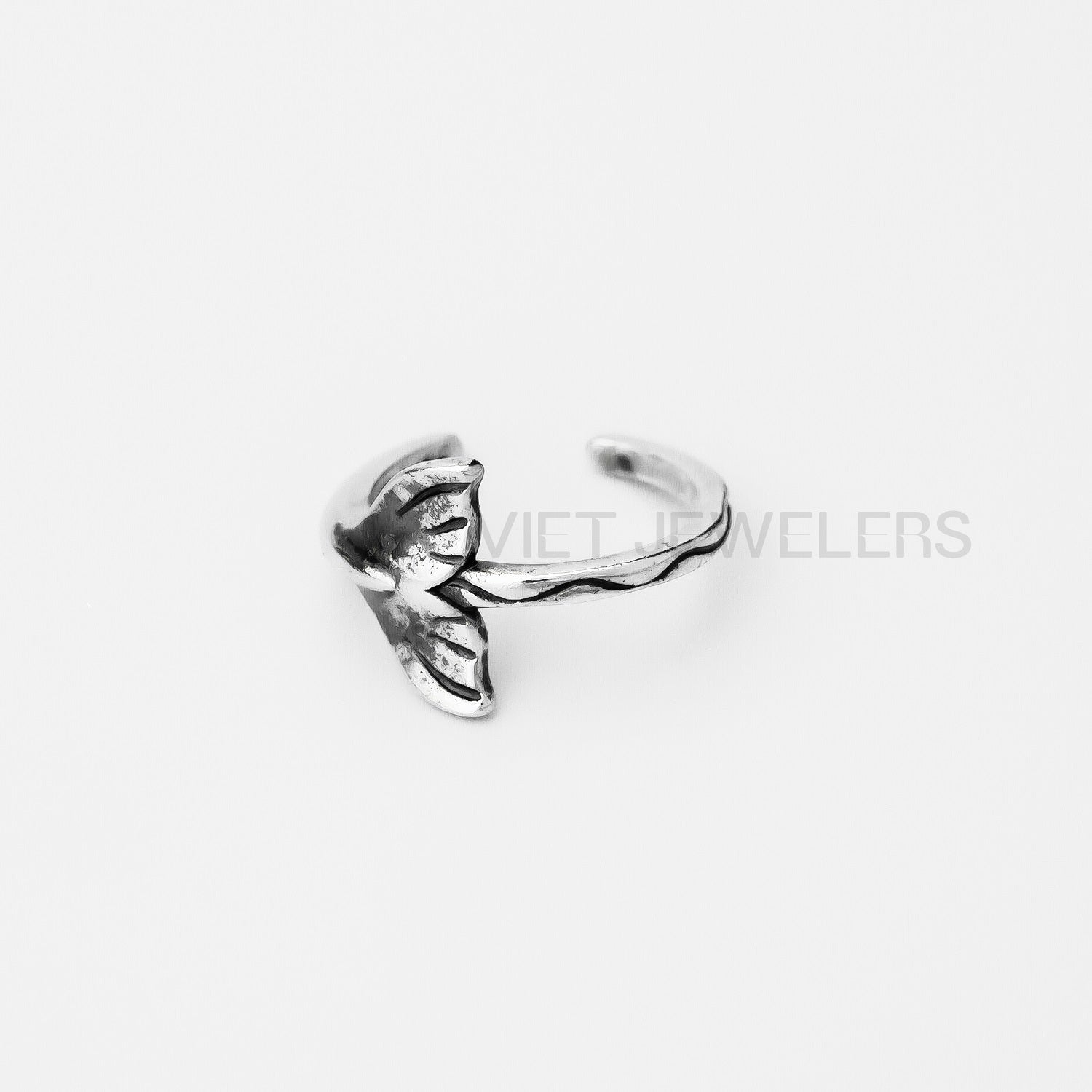 Whale Tail Ear Cuff — Oxidized — detail view