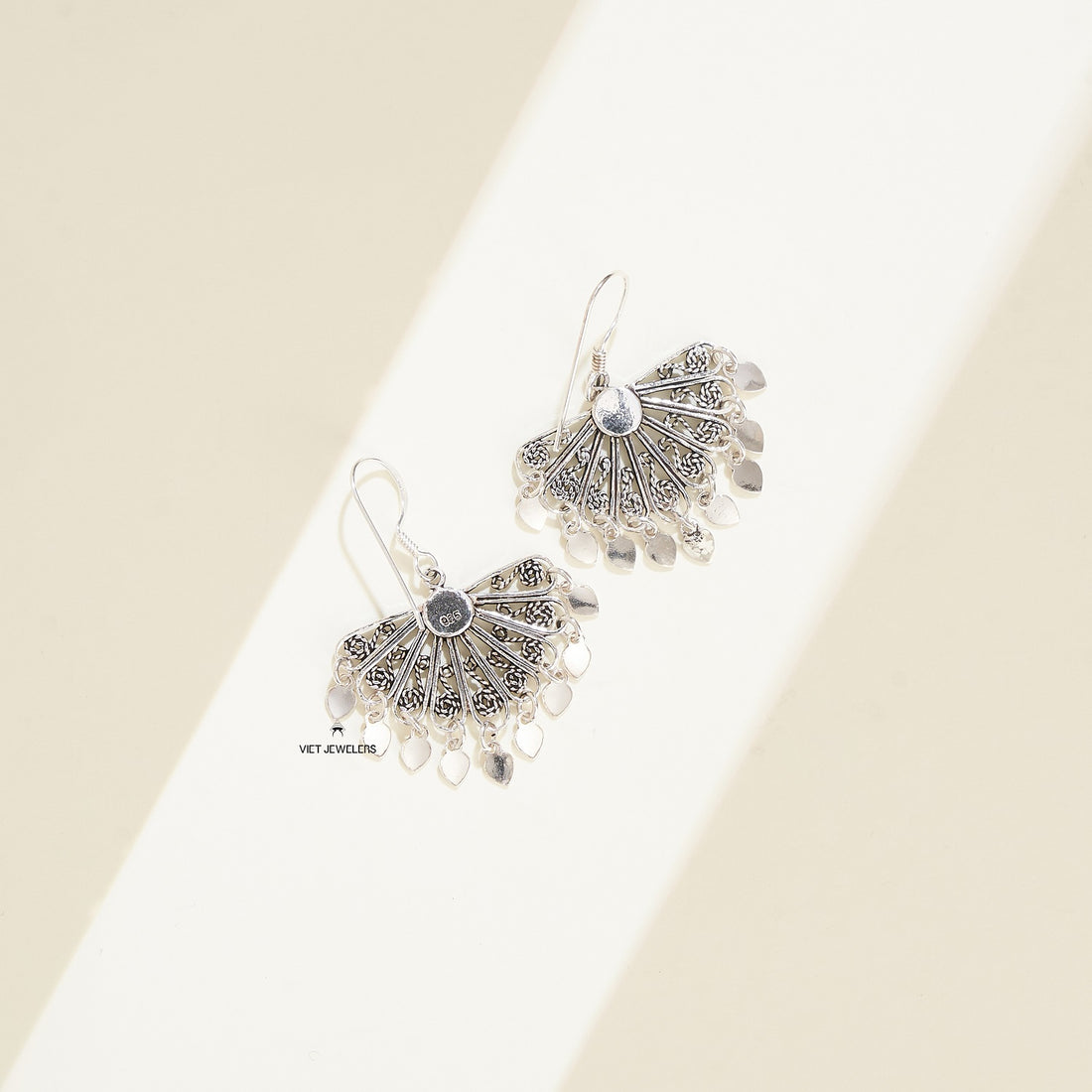 Petal Fan Ear Hook — Oxidized