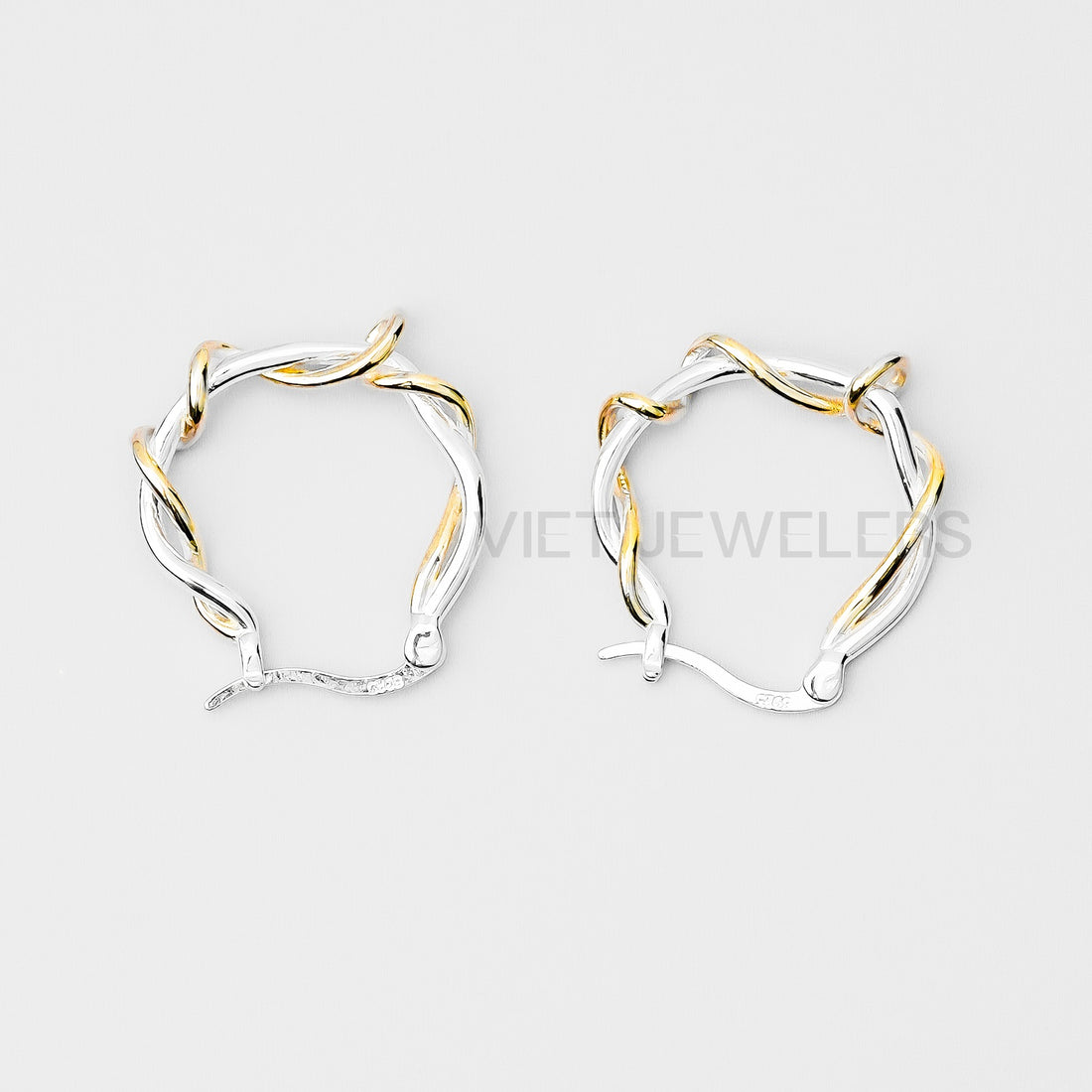 Gold Silver Braid Ear Hoop