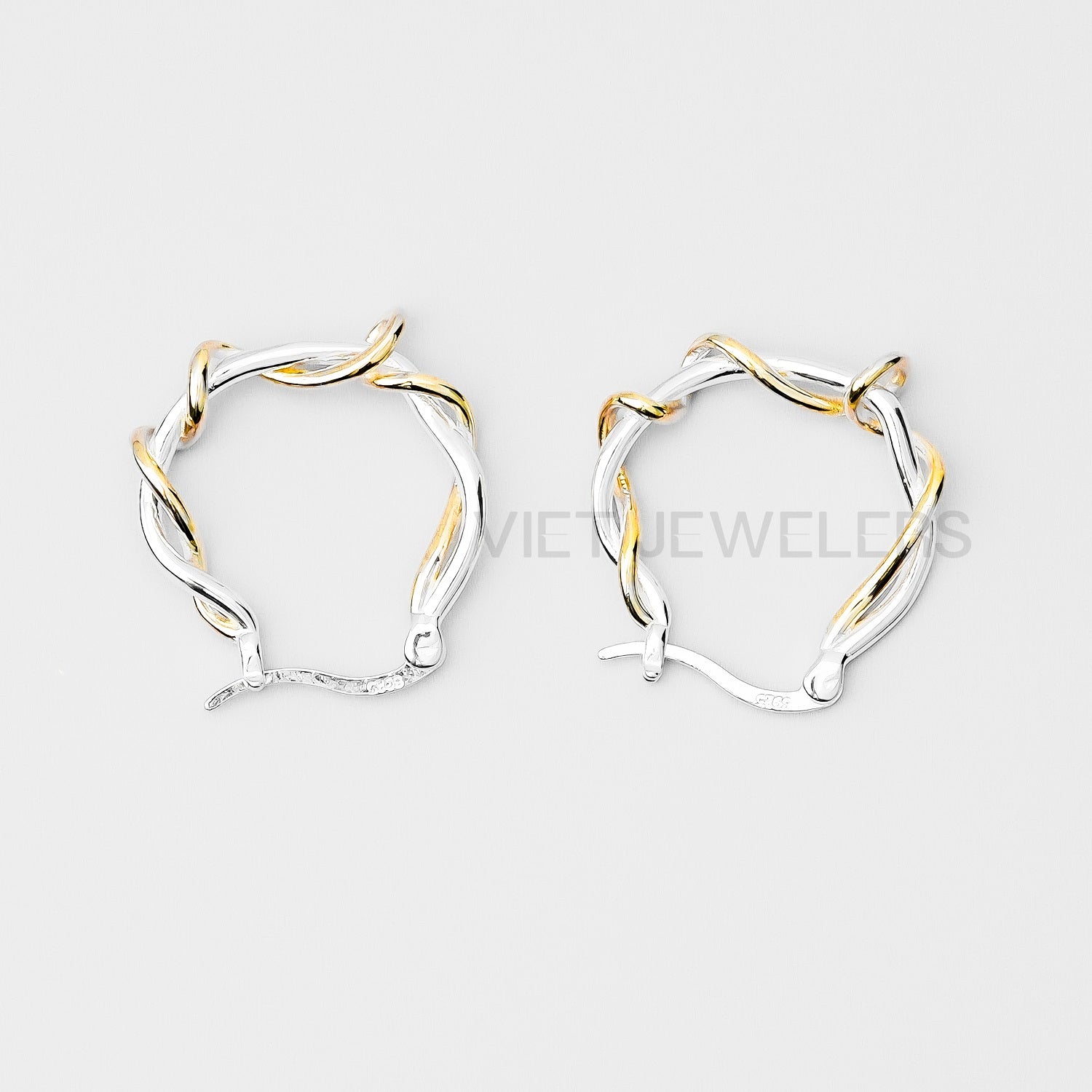 Gold Silver Braid Ear Hoop