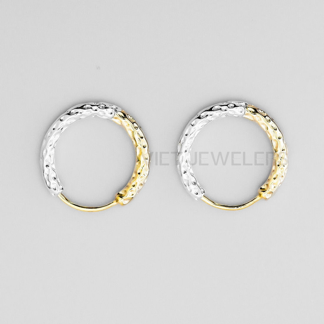 Half Gold Half Silver Ear Hoop