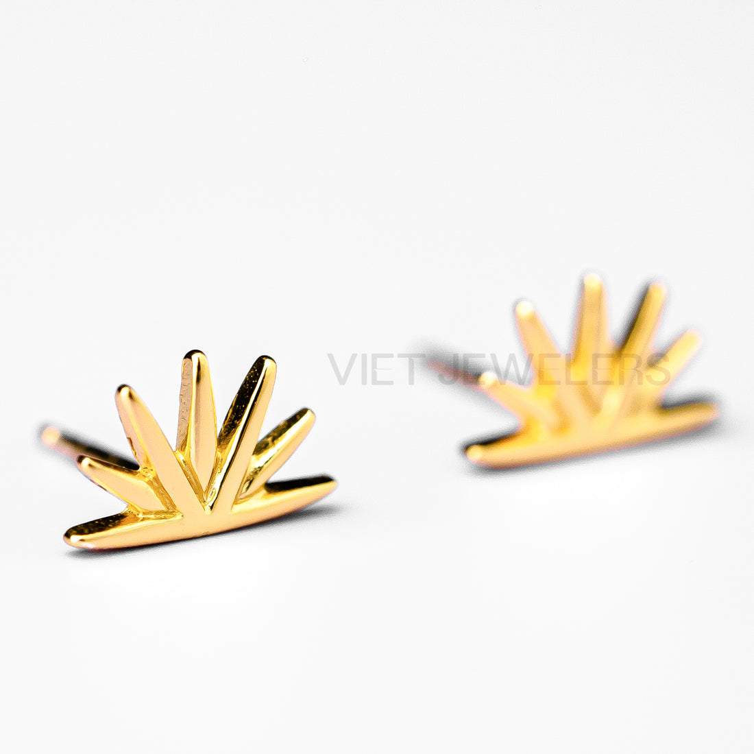 Half Sun Ray Ear Stud — Gold Plated