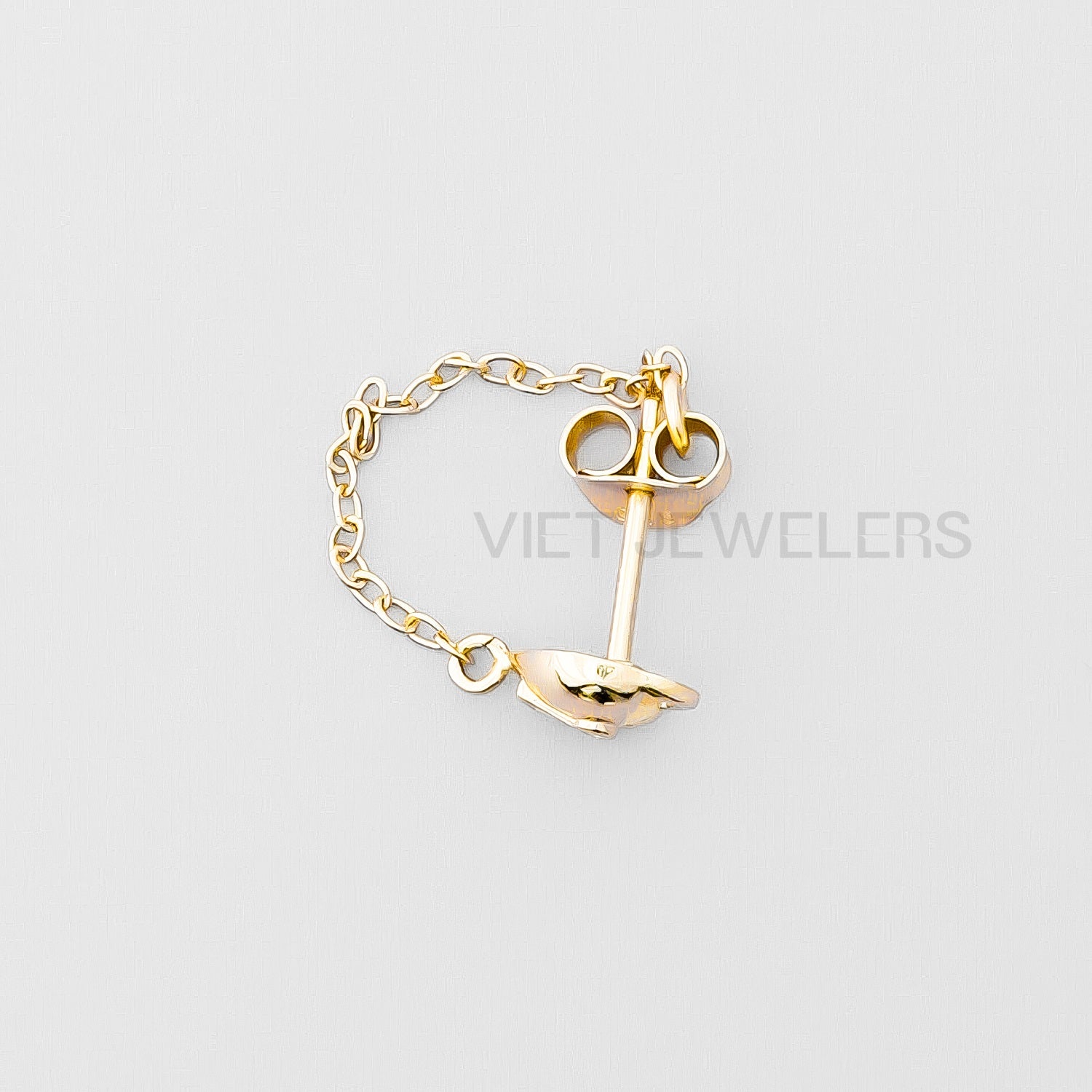 Lock Chain 3Cm Ear Stud — Gold Plated