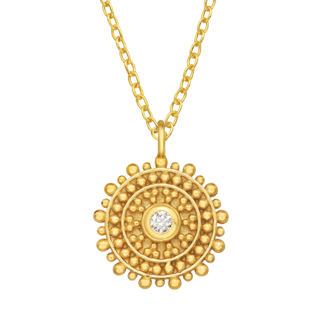 Cirlce Multi Ball Gem Silver Necklace