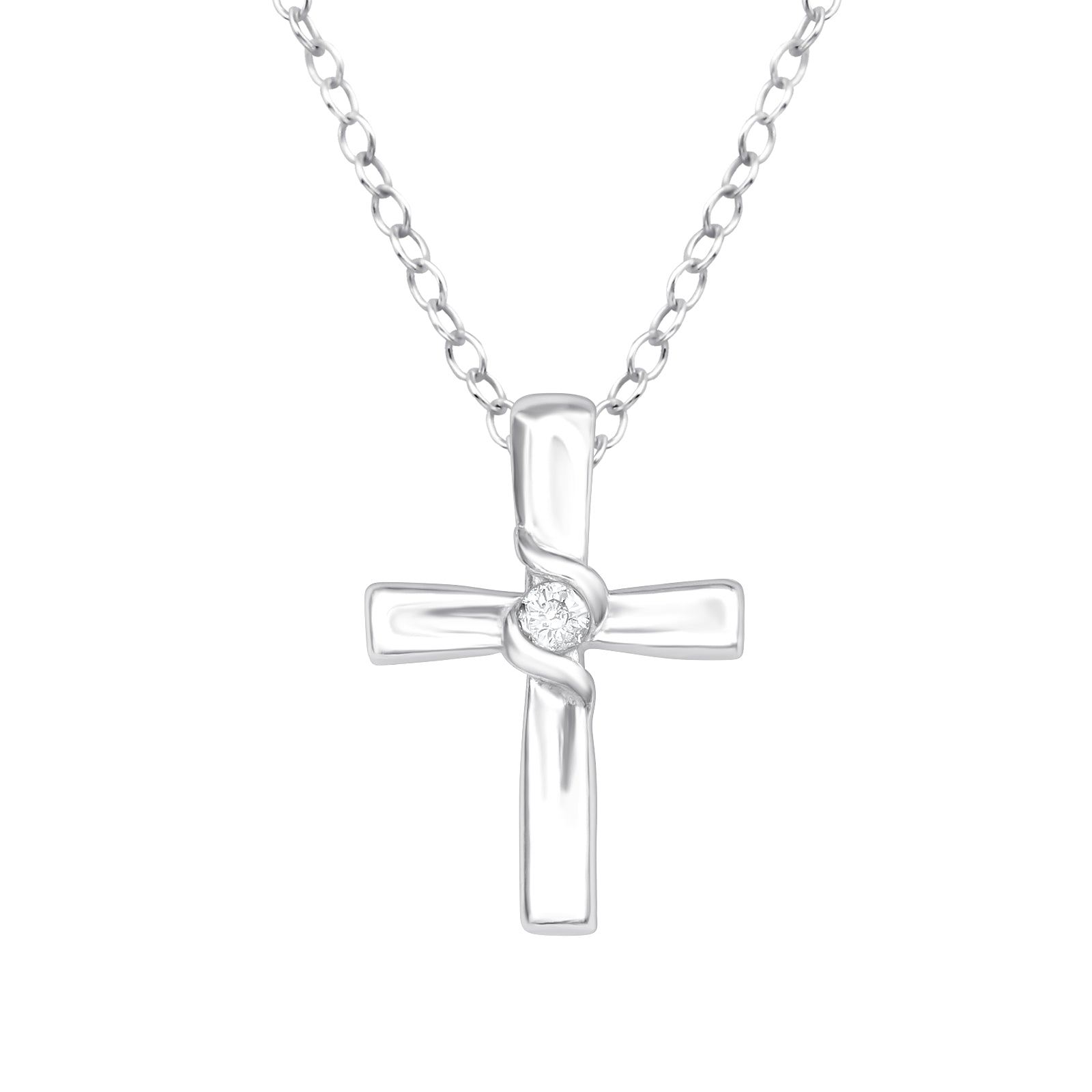 Cross Gem Silver Necklace