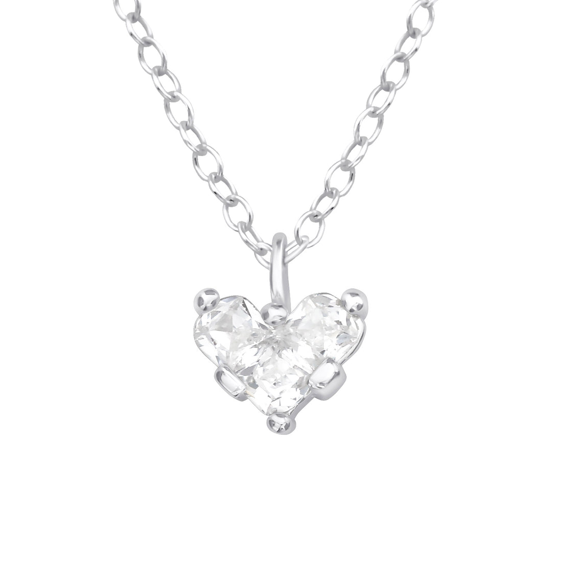 CZ Heart Silver Necklace