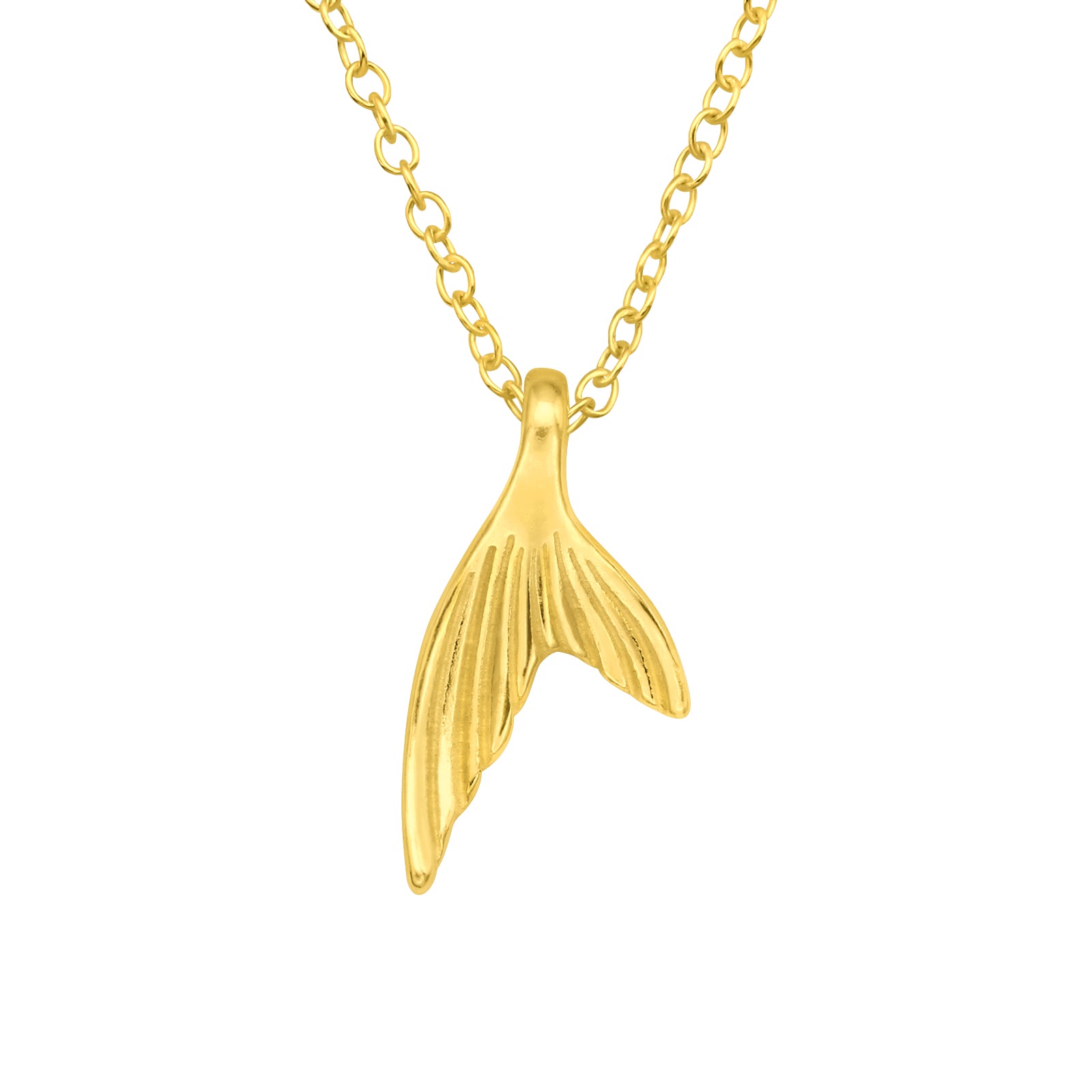 Fish Tail Silver Necklace — Gold Plated