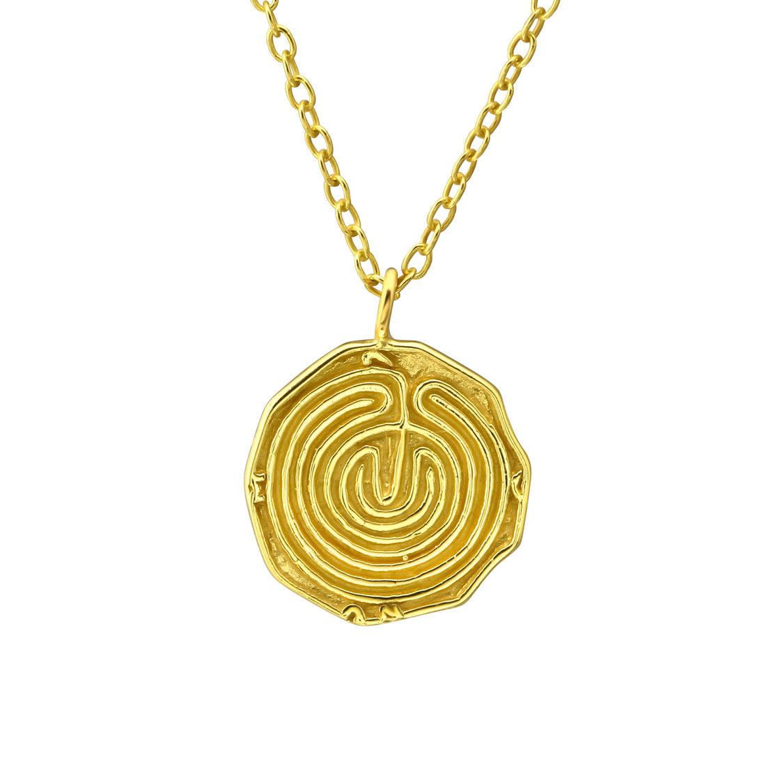 Labyrinth Silver Necklace — Gold Plated