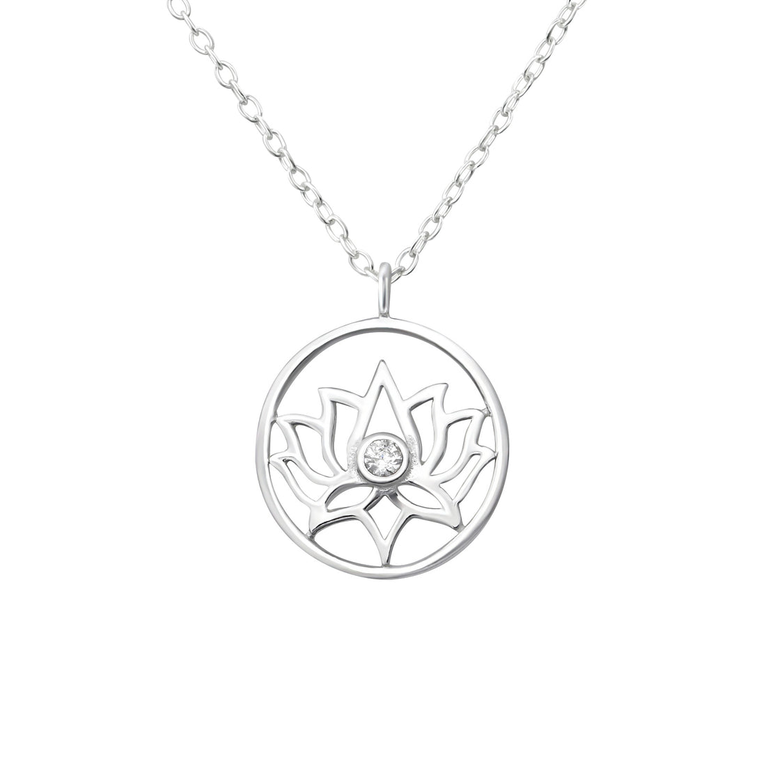 Lotus Gem Silver Necklace