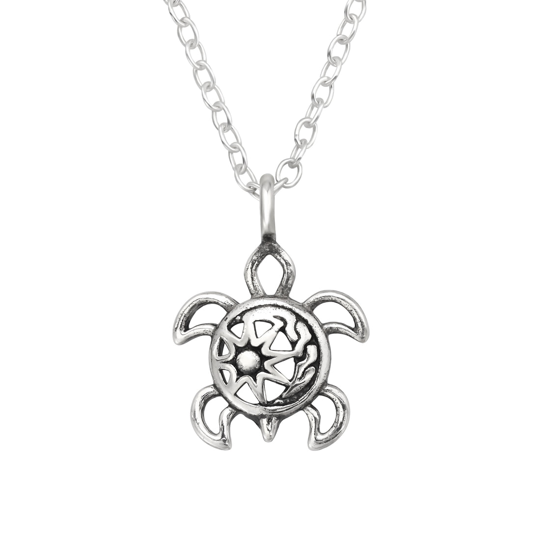 Turtle Oxidize Silver Necklace
