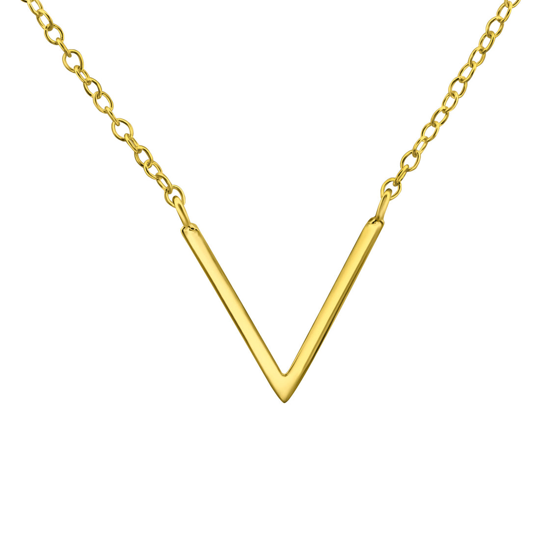 V Silver Necklace — Gold Plated