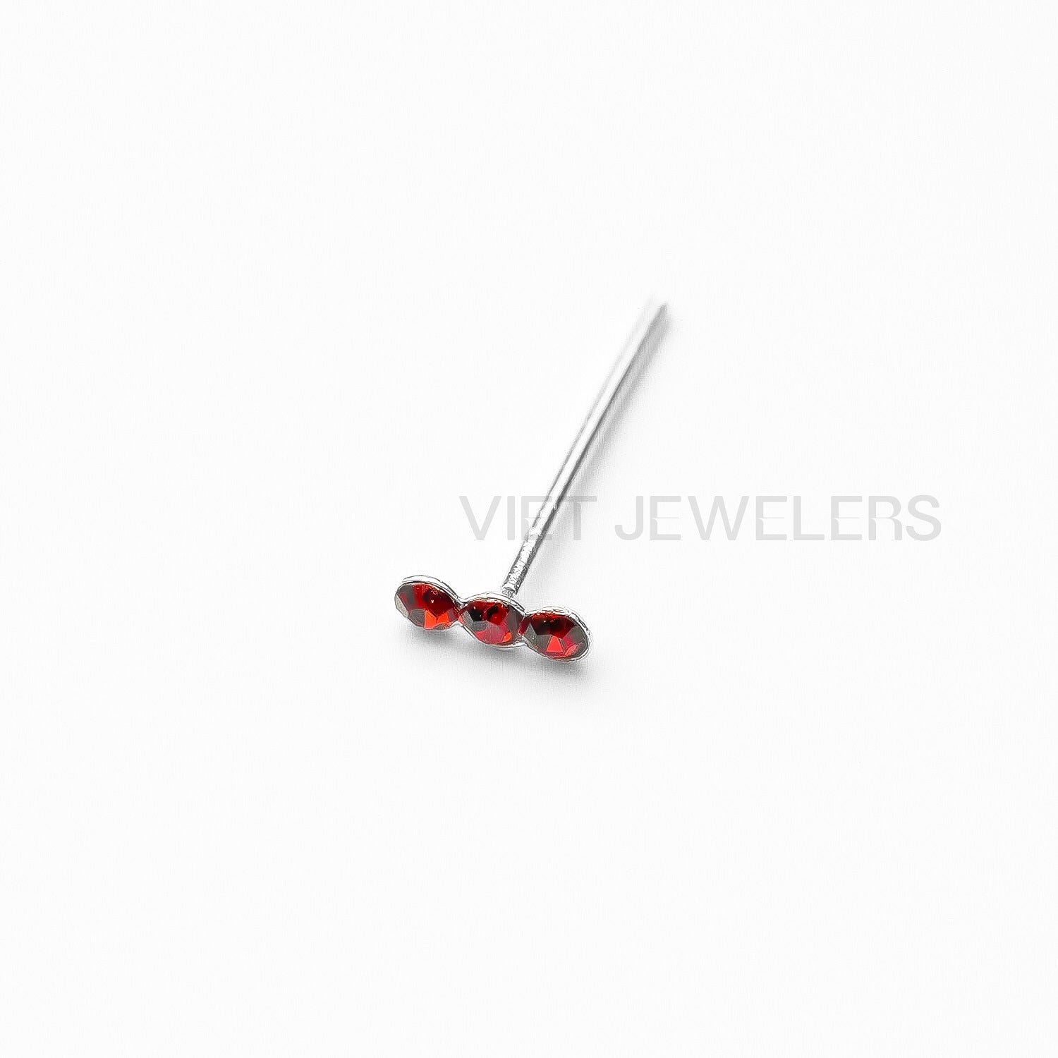 Triple Red Gem Nose Ring — detail view