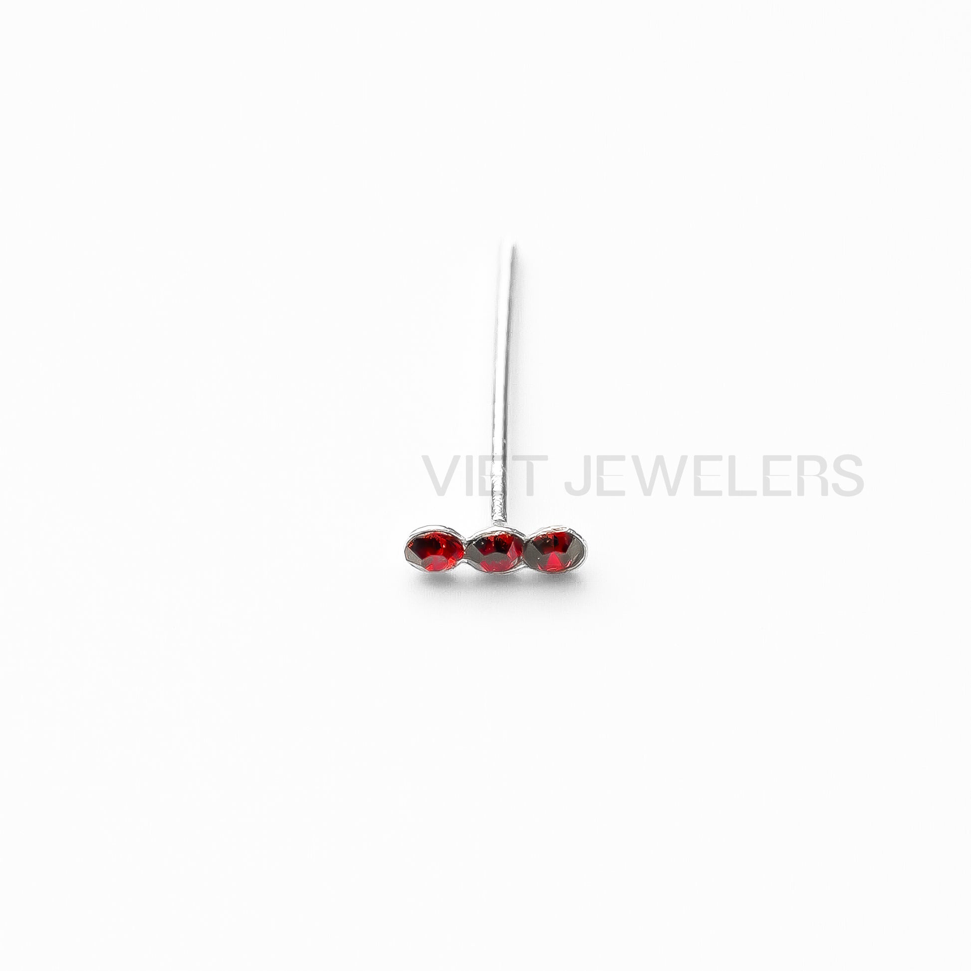 Triple Red Gem Nose Ring — detail view